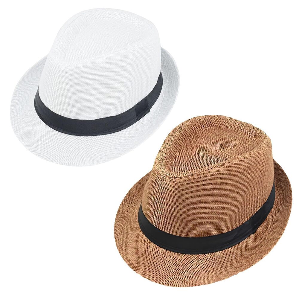 2245 Classic Unisex Panama Fedora Hat Short Brim Summer Beach Style US